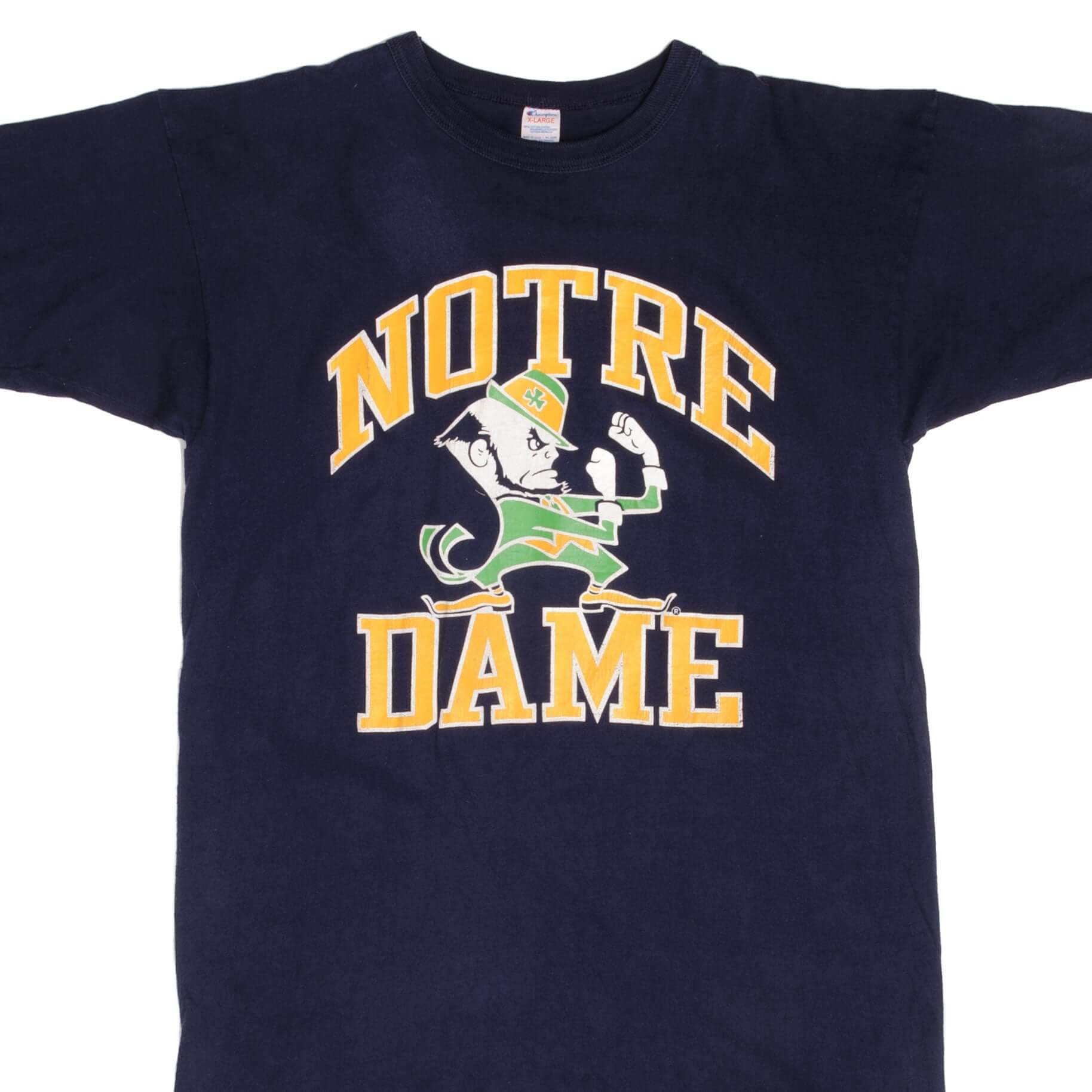 Vintage Champion Notre Dame University 1980s T-Shirt - Large Size, Made in USA - Perfect for College Football Games, Retro Fashion & Vintage Collectors