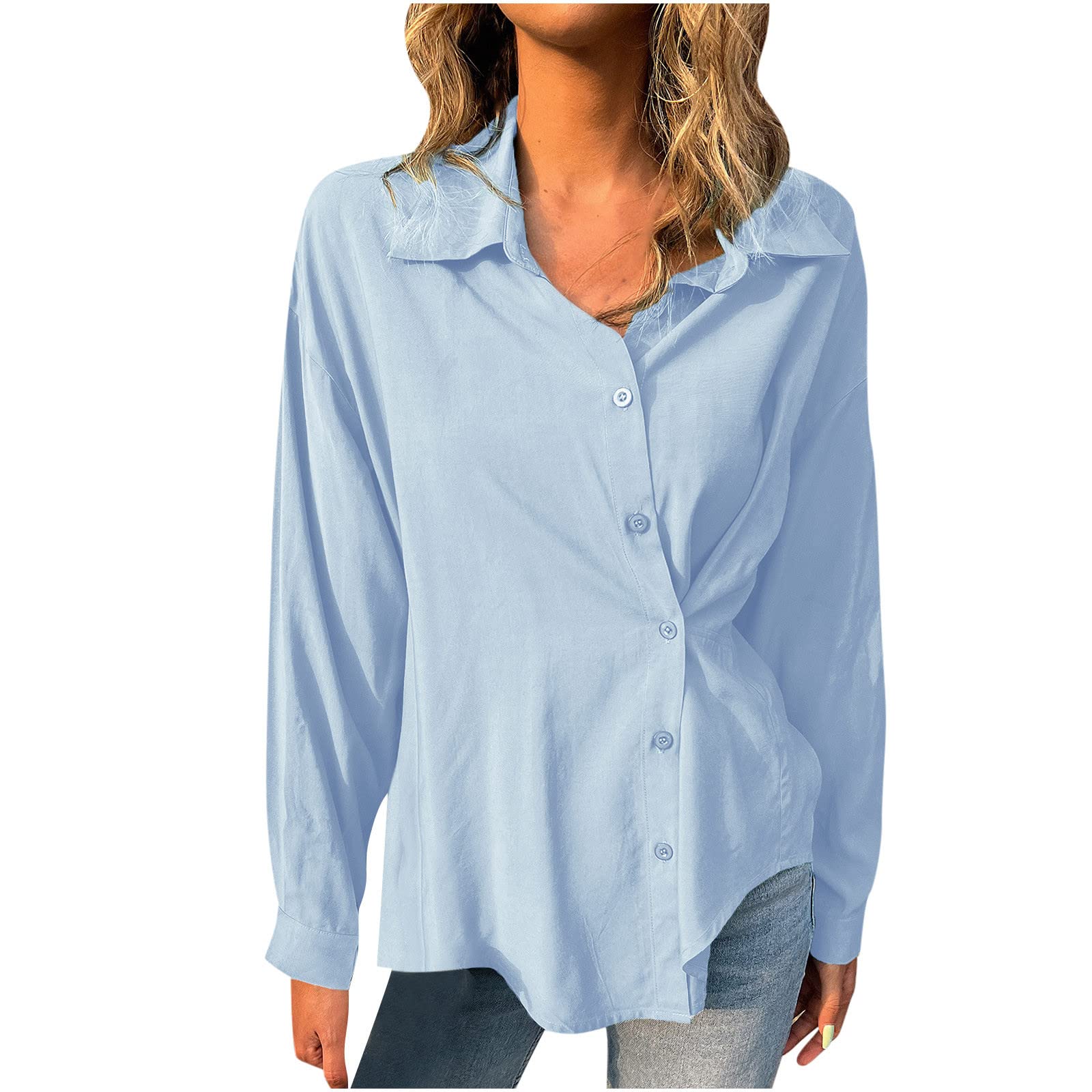 Women's Button Down Shirts 2024 | Elegant Long Sleeve Chiffon Blouses | Fall Casual & Work Office Wear | Satin V-Neck Tops for Business, Date Night & Special Occasions