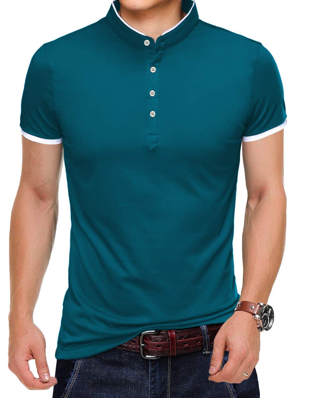 YTD Men's Summer Slim Fit Short Sleeve Polo Shirt - Breathable Casual T-Shirt for Work, Golf & Outdoor Activities | Solid Color Fashion Top