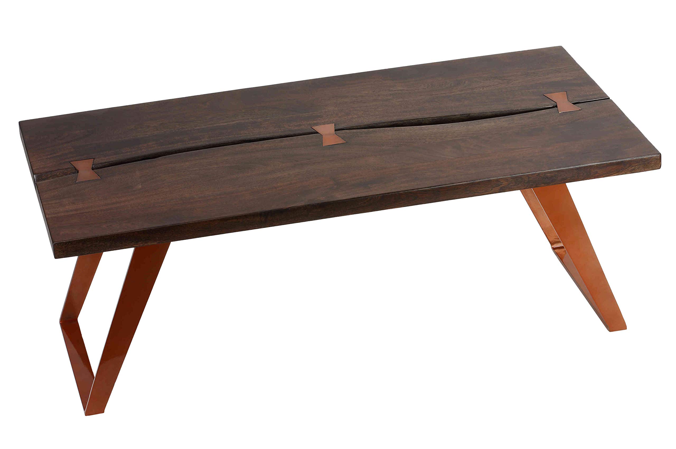 Bare Decor Admiral Wood Coffee Table with Steel Frame - Modern Living Room Furniture for Home Decor & Entertainment