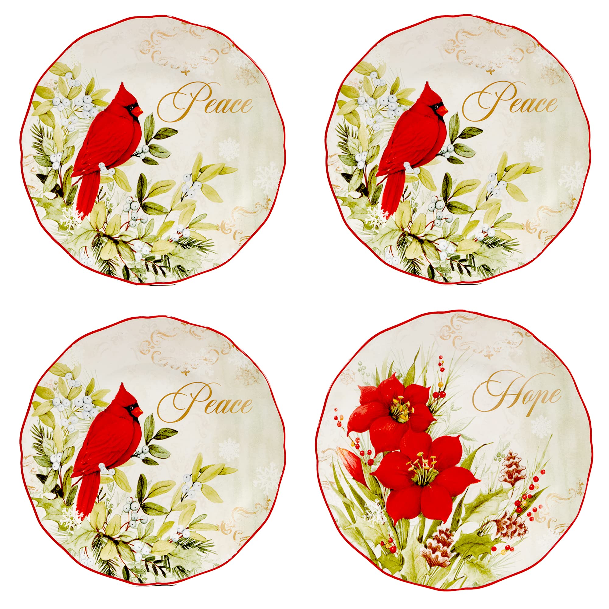 Certified International Winter's Medley 16-Piece Dinnerware Set - Service for 4 - Colorful Stoneware Plates, Bowls & Mugs - Perfect for Holiday Dinners, Family Gatherings & Winter Entertaining