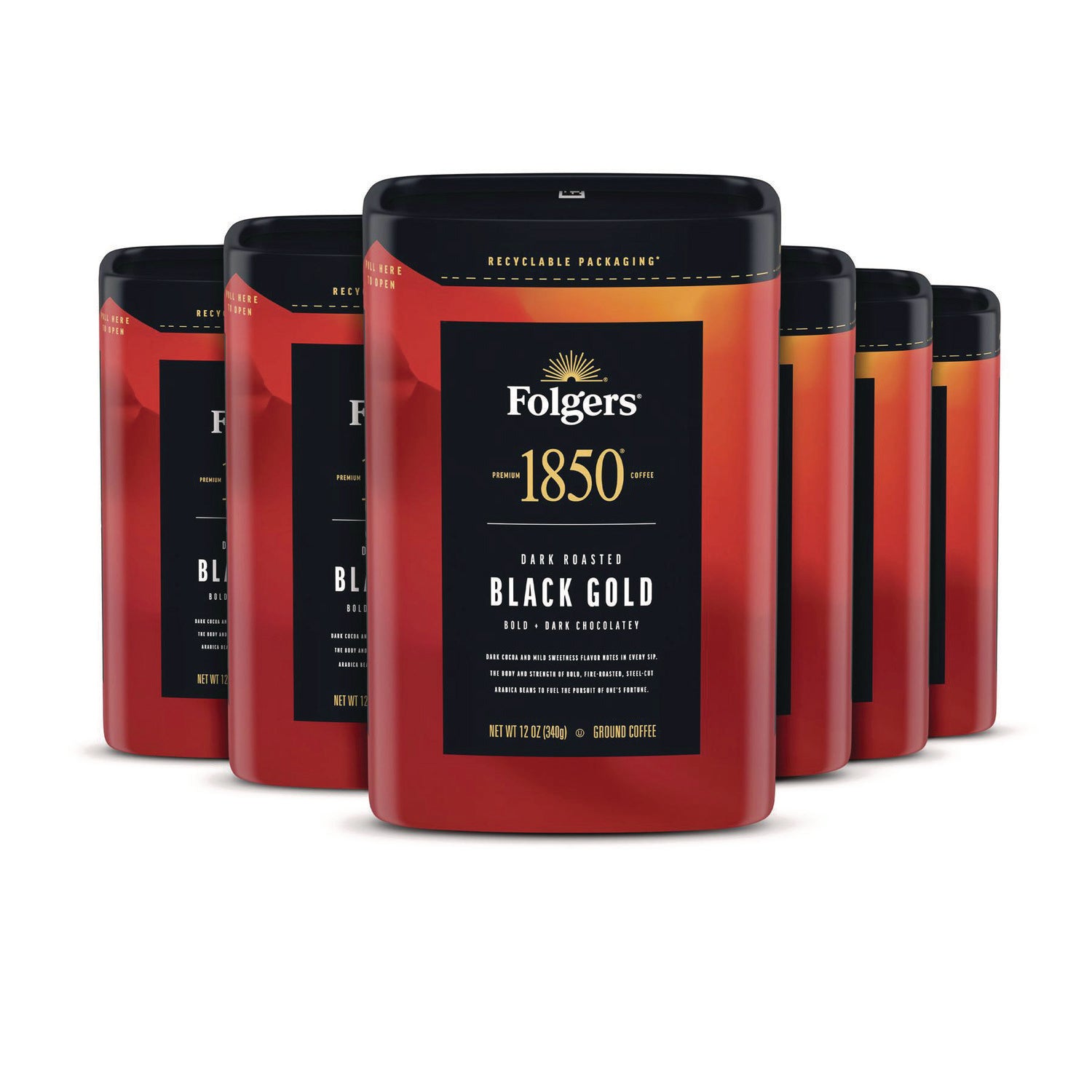 Premium 1850 Black Gold Coffee - 12 oz Bag of Rich, Bold Roast - Perfect for Morning Brews & Office Use