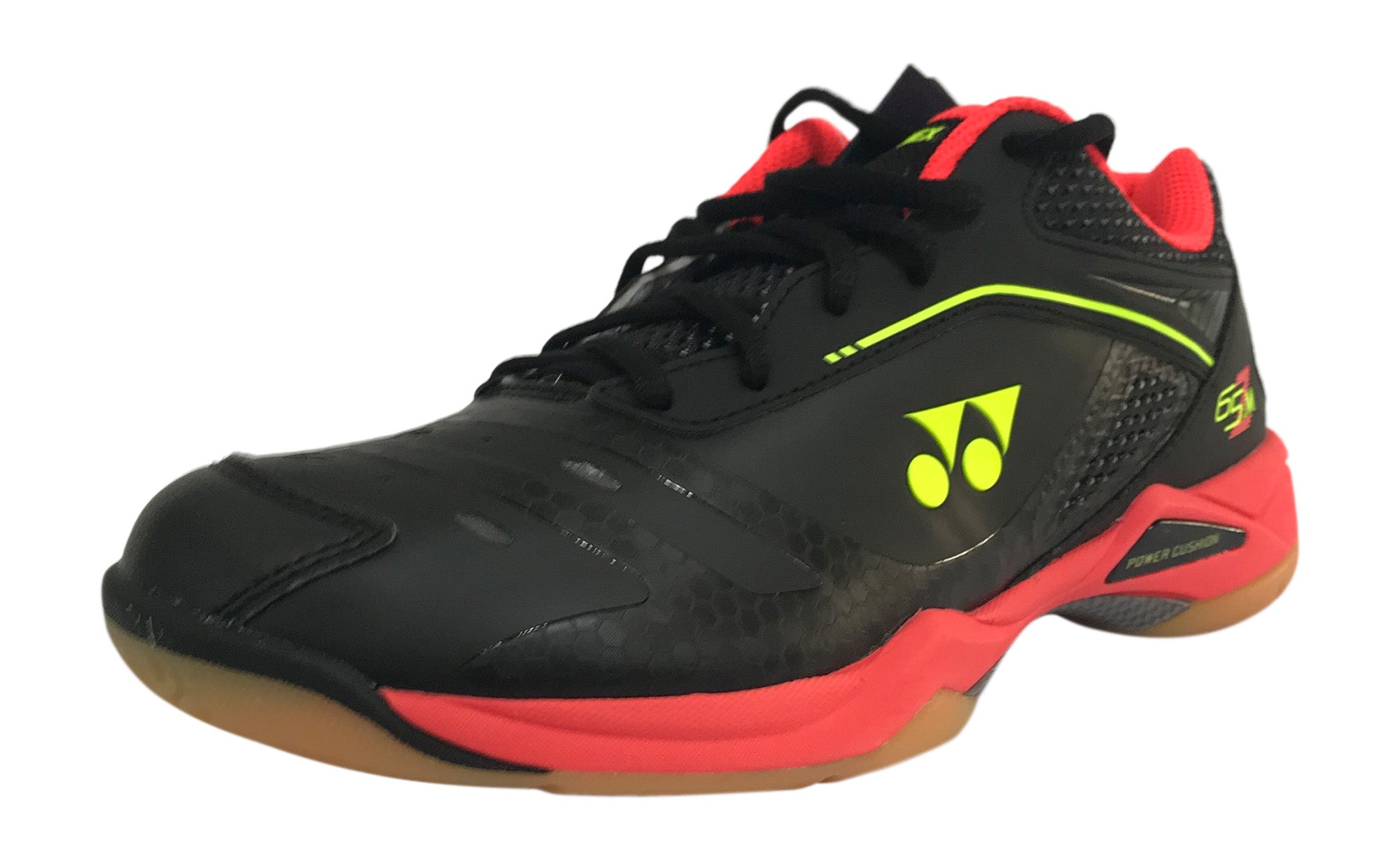 Yonex Power Cushion SHB 65Z Men's Badminton Shoes - Black/Bright Red - Lightweight & Supportive for Competitive Play & Training