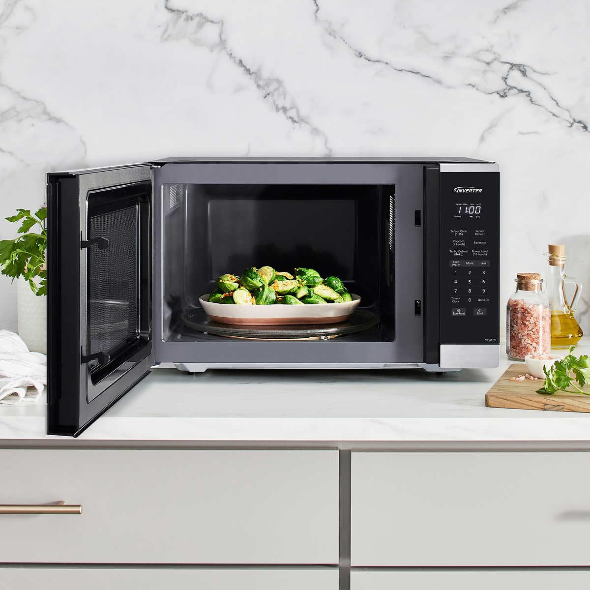 Panasonic 1.3 cu. ft. Inverter Microwave Oven with 1200W Power - NN-SC67NS - Perfect for Small Kitchens, Dorms & Office Break Rooms