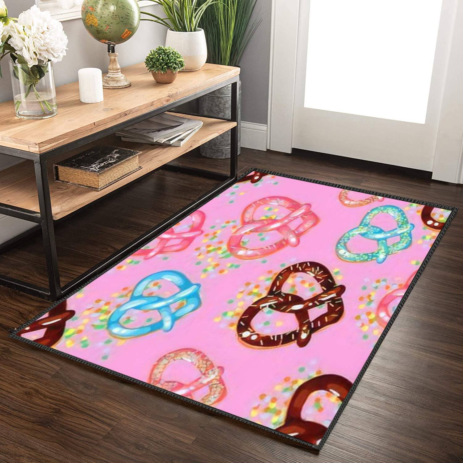 Non-Slip Washable Area Rugs for Living Room, Bedroom, Nursery & Entryway - Valentine's Day Pretzel Heart Design Home Decor Carpet - Perfect for Indoor/Outdoor Floor Mats | Great for Home Decor, Parties & Gift Giving