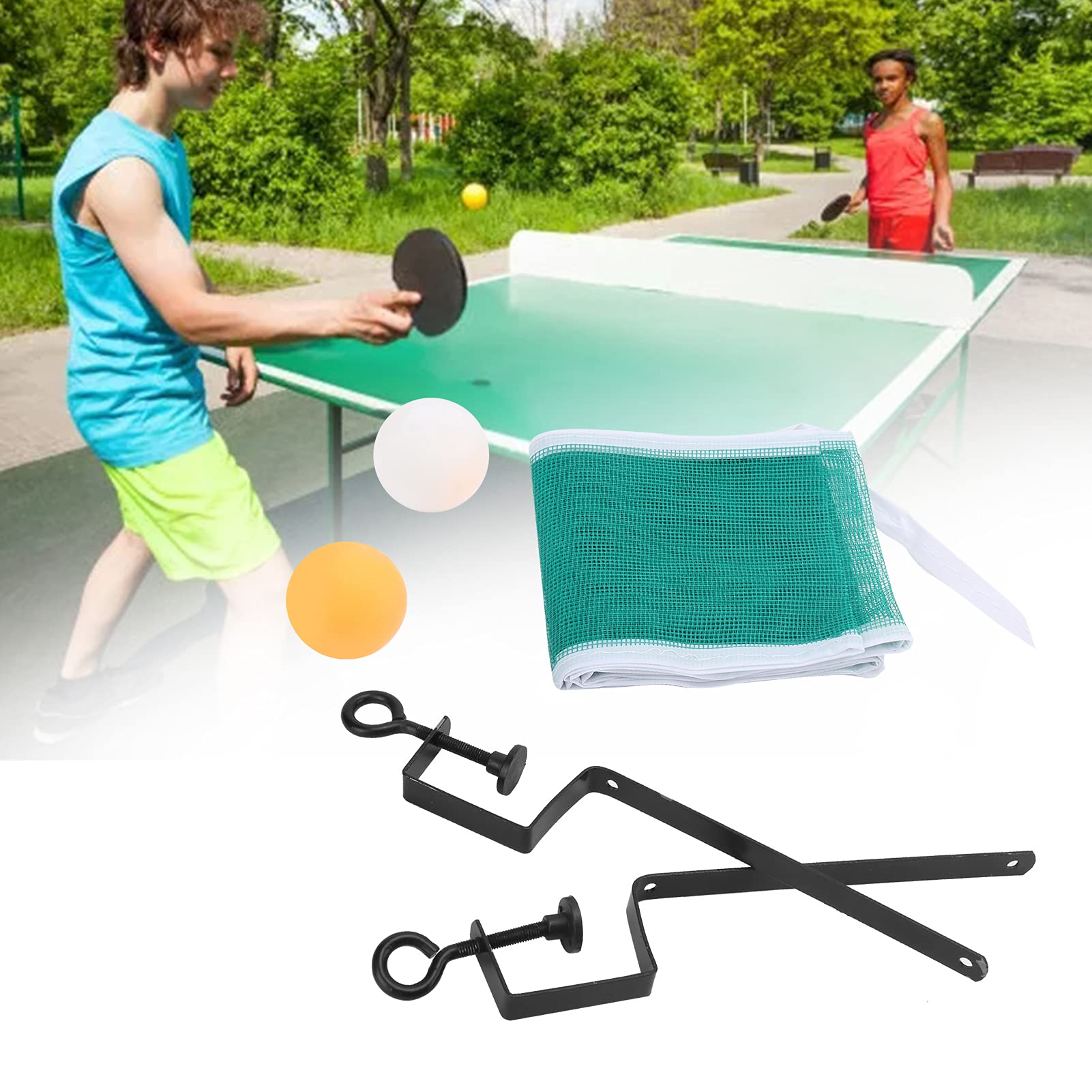 Premium Table Tennis Net Set with Posts & Mesh Balls - Professional Indoor/Outdoor Ping Pong Equipment for Backyard, Garage & Game Room Play