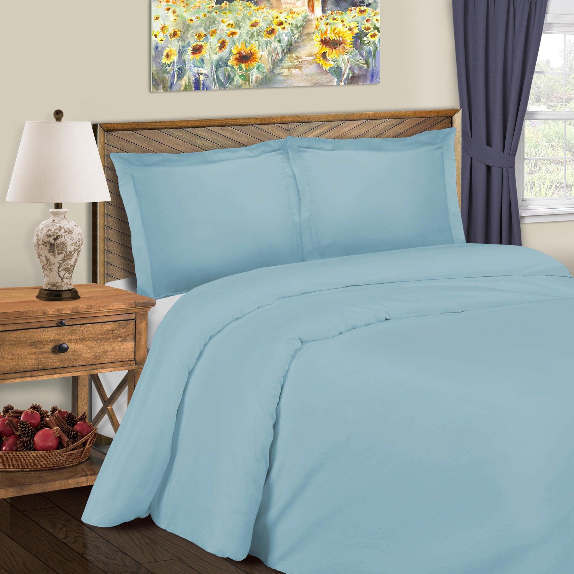 600 Thread Count Cotton Blend Solid Duvet Cover Set - King Size, Soft & Breathable Bedding Set for All Seasons - Perfect for Master Bedroom, Guest Room & Hotel Use