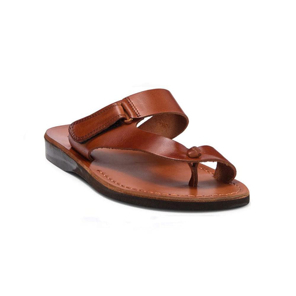Rafael Men's Leather Sandals with Adjustable Velcro Strap - Comfortable & Stylish for Summer, Beach, and Casual Wear