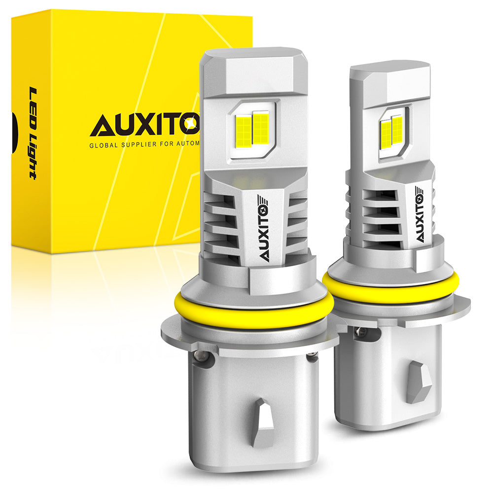 AUXITO 9007 LED Headlight Bulbs - 9000LM Super Bright 800% Brighter 6500K Cool White - Wireless 1:1 Mini Size HB5 Replacement Bulbs - Pack of 2 - Perfect for Night Driving & Off-Road Vehicles