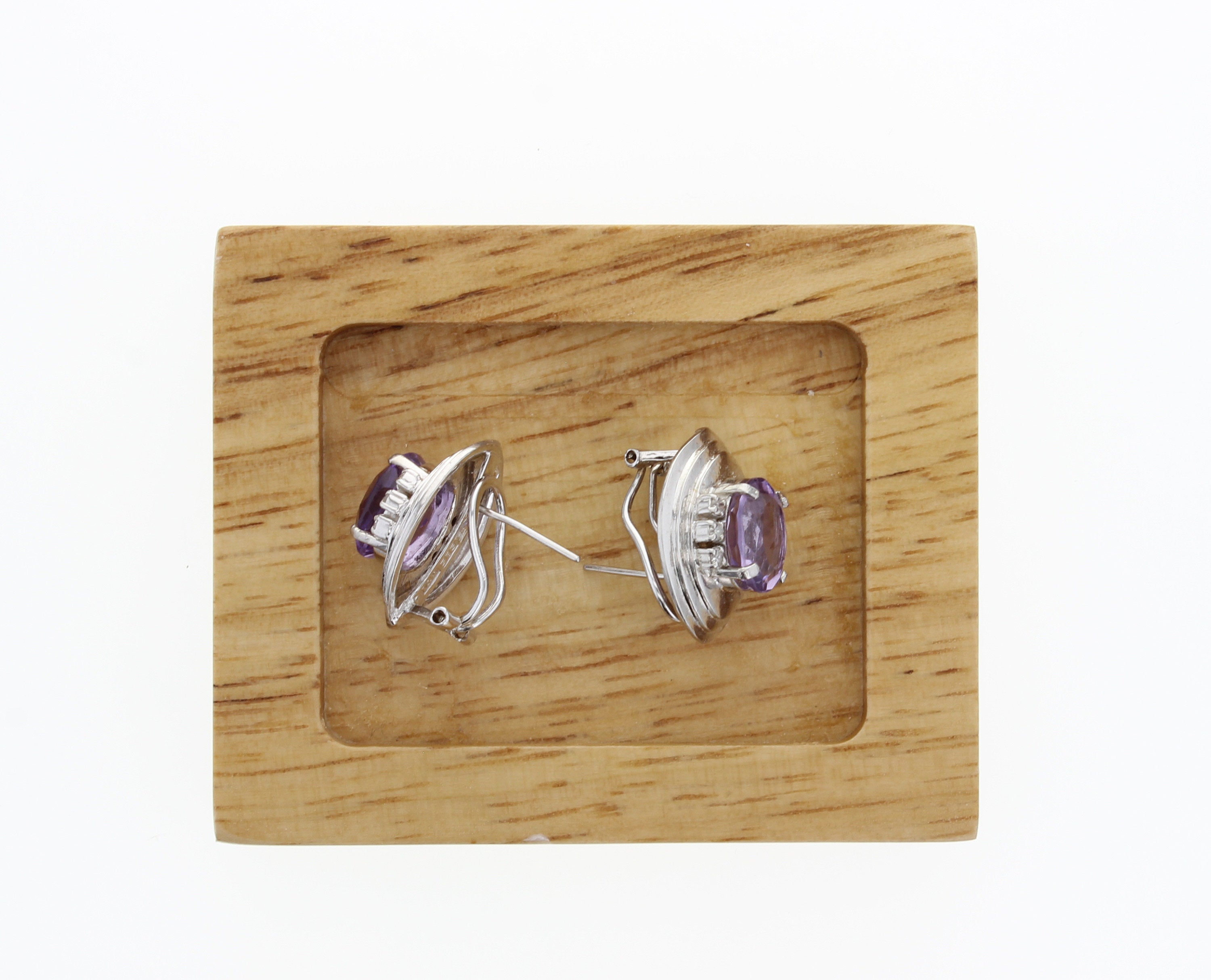 14K White Gold Amethyst Diamond Earrings for Women | Elegant Dangle Drop Earrings for Wedding, Party & Special Occasions