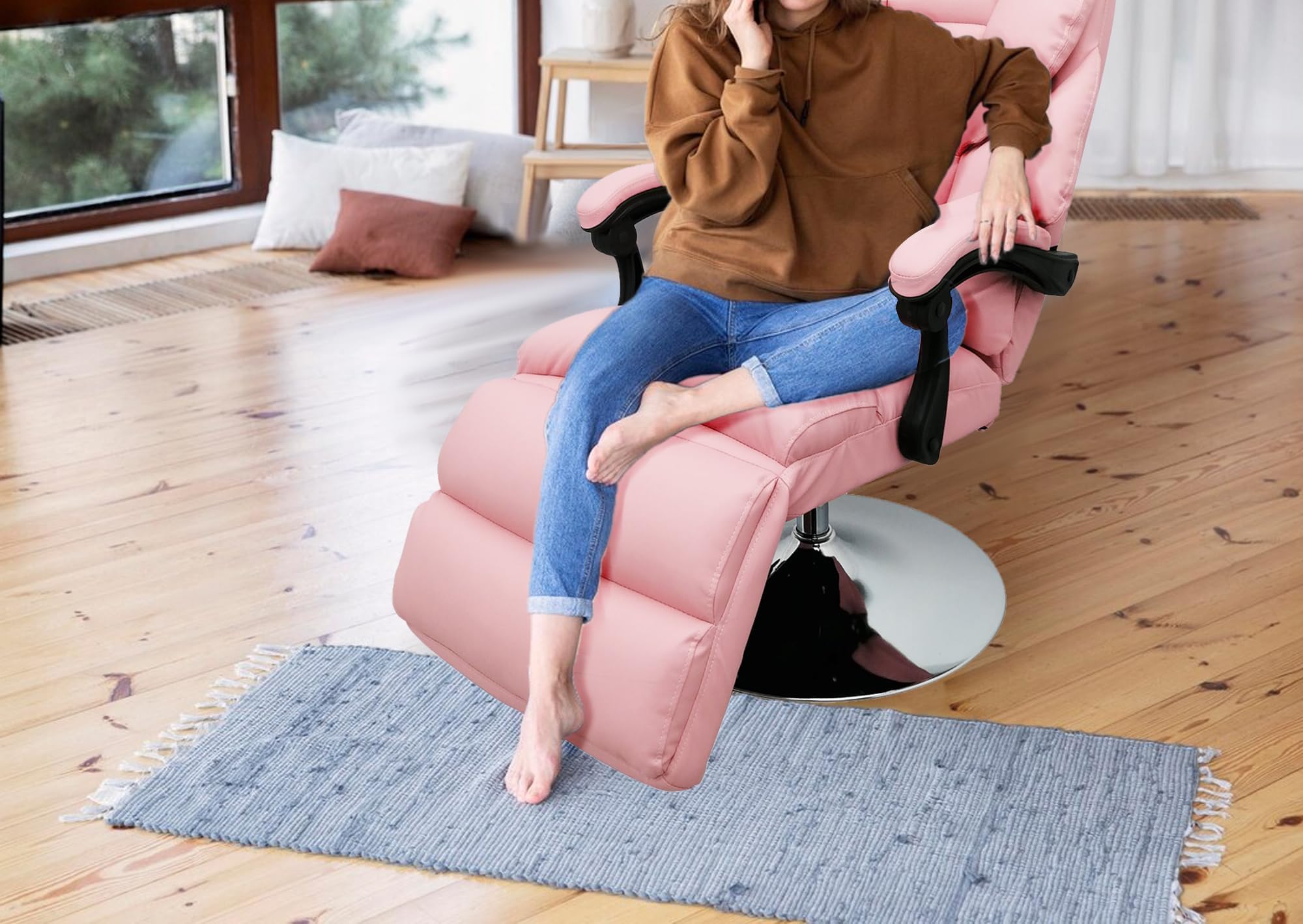 INTSUPERMAI Pink Beauty Salon Chair - Adjustable Massage Table Bed with Air Pressure Control, 275lb Weight Capacity - Foldable Design for SPA, Tattoo Studio, Home & Office Use