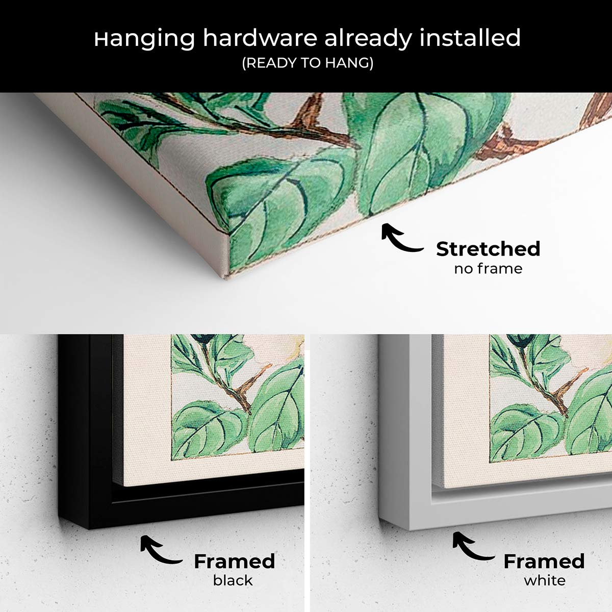 White Cape Jasmine Wall Art Canvas Print - 4552 - Elegant Floral Home Decor for Living Room, Bedroom & Office