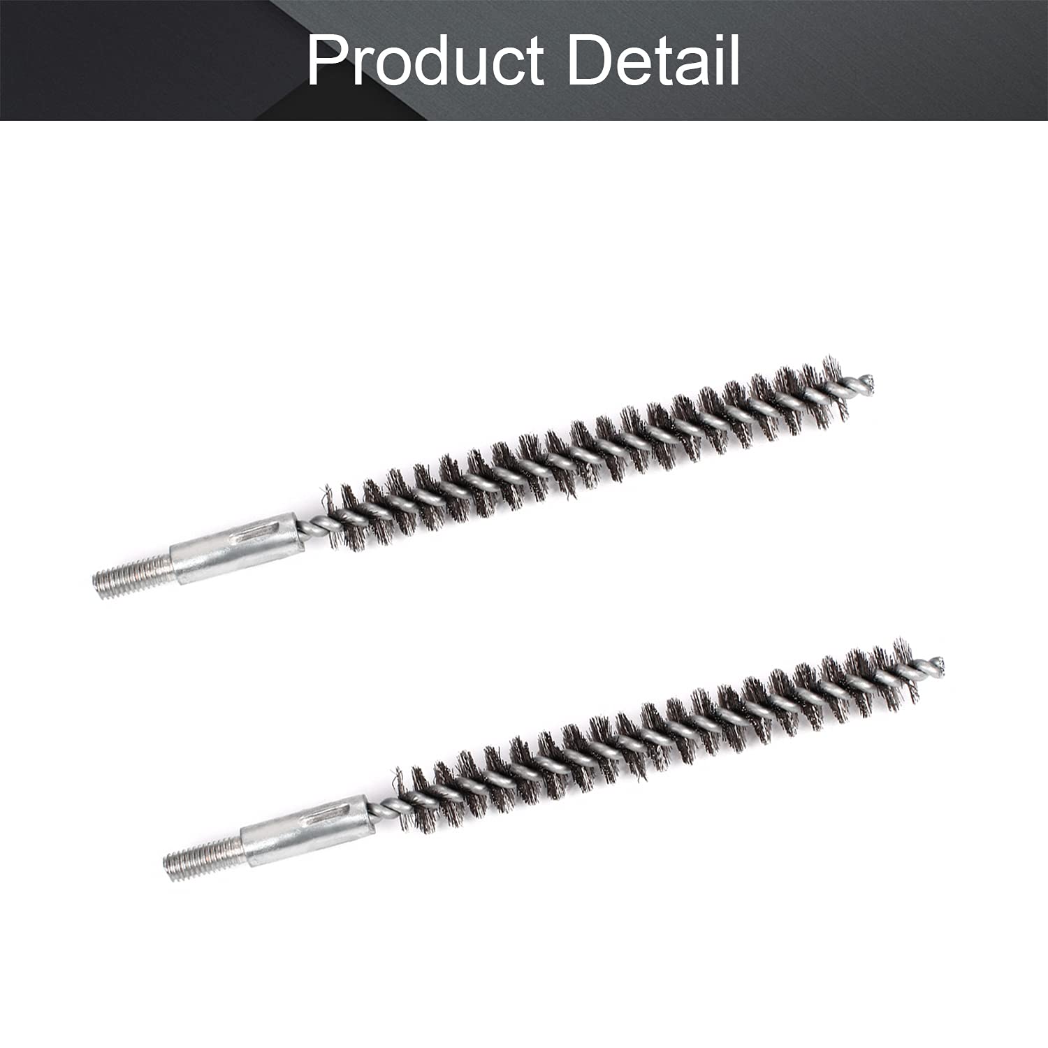 Utoolmart Stainless Steel Wire Tube Cleaning Brush - Round Chimney & M6 Threaded Interface Cleaner (12mm Diameter, 160mm Length, 2-Pack) - Perfect for HVAC, Plumbing & Fireplace Maintenance