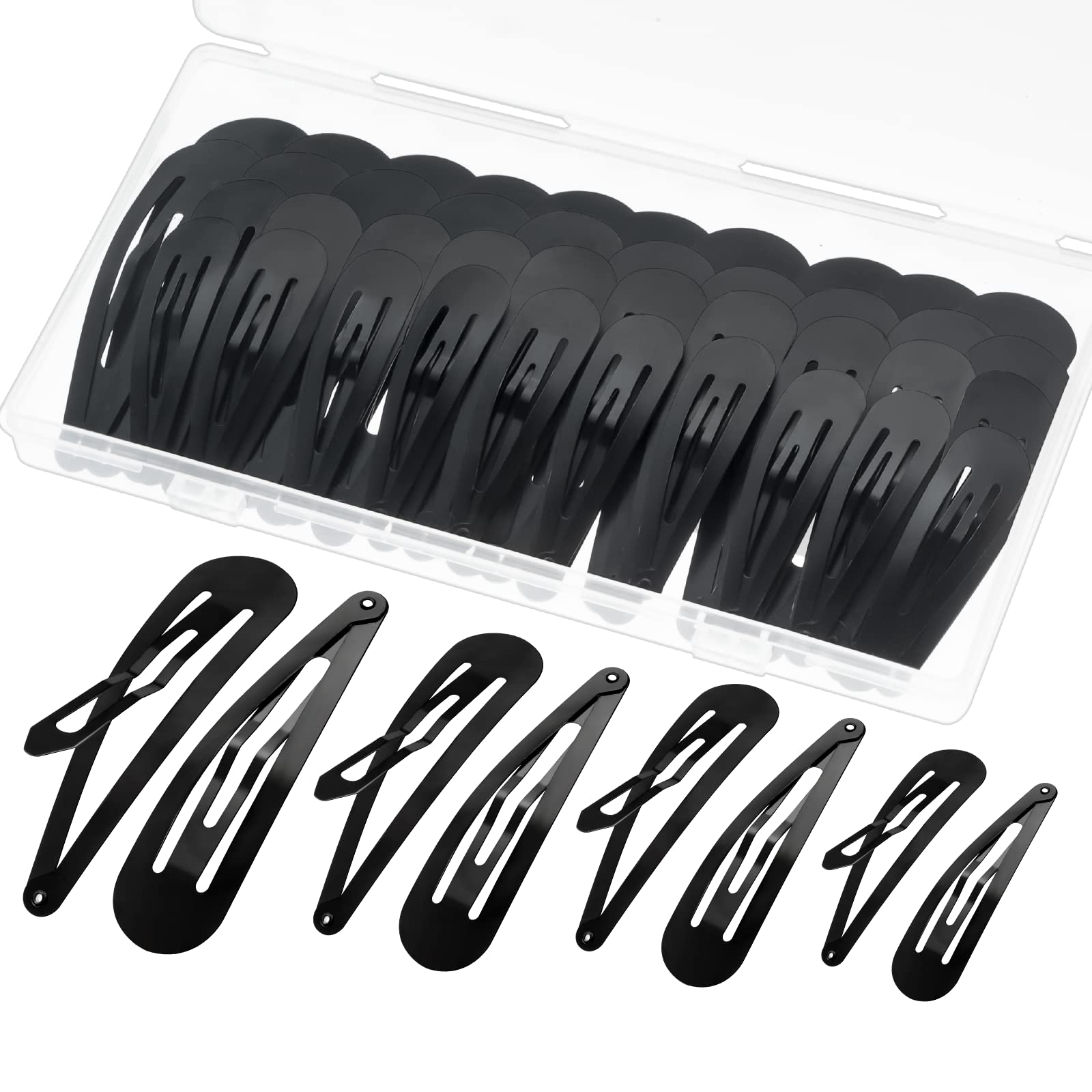 40-Piece Large Snap Hair Clips for Women & Girls - Non-Slip Metal Hair Barrettes with Storage Box (1.9