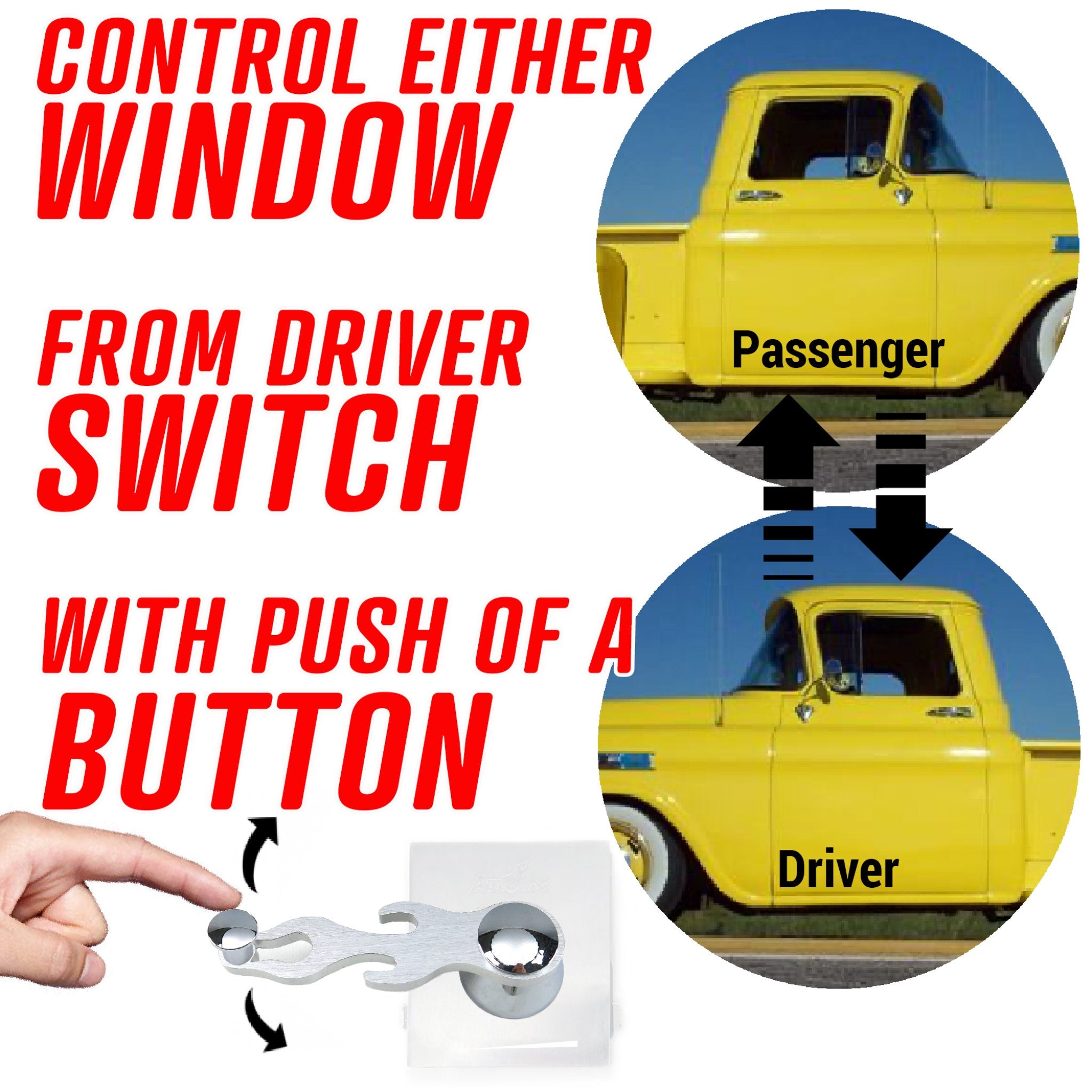 1902-1908 Cadillac Runabout & Tonneau Power Window Control Kit - Dual Window Switch with Electric Crank Handle - Classic Car Restoration & Vintage Auto Parts Upgrade
