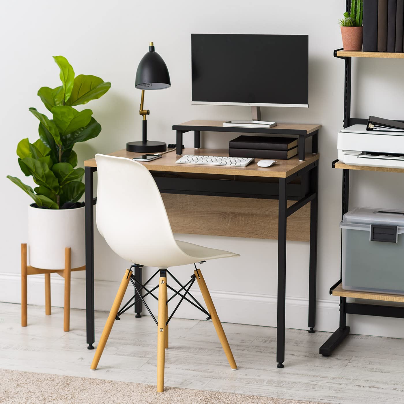 IRIS USA Office Computer Desk with Organizer, Monitor Stand & Cable Tray - Ergonomic Workstation for Home Office, Gaming & Study