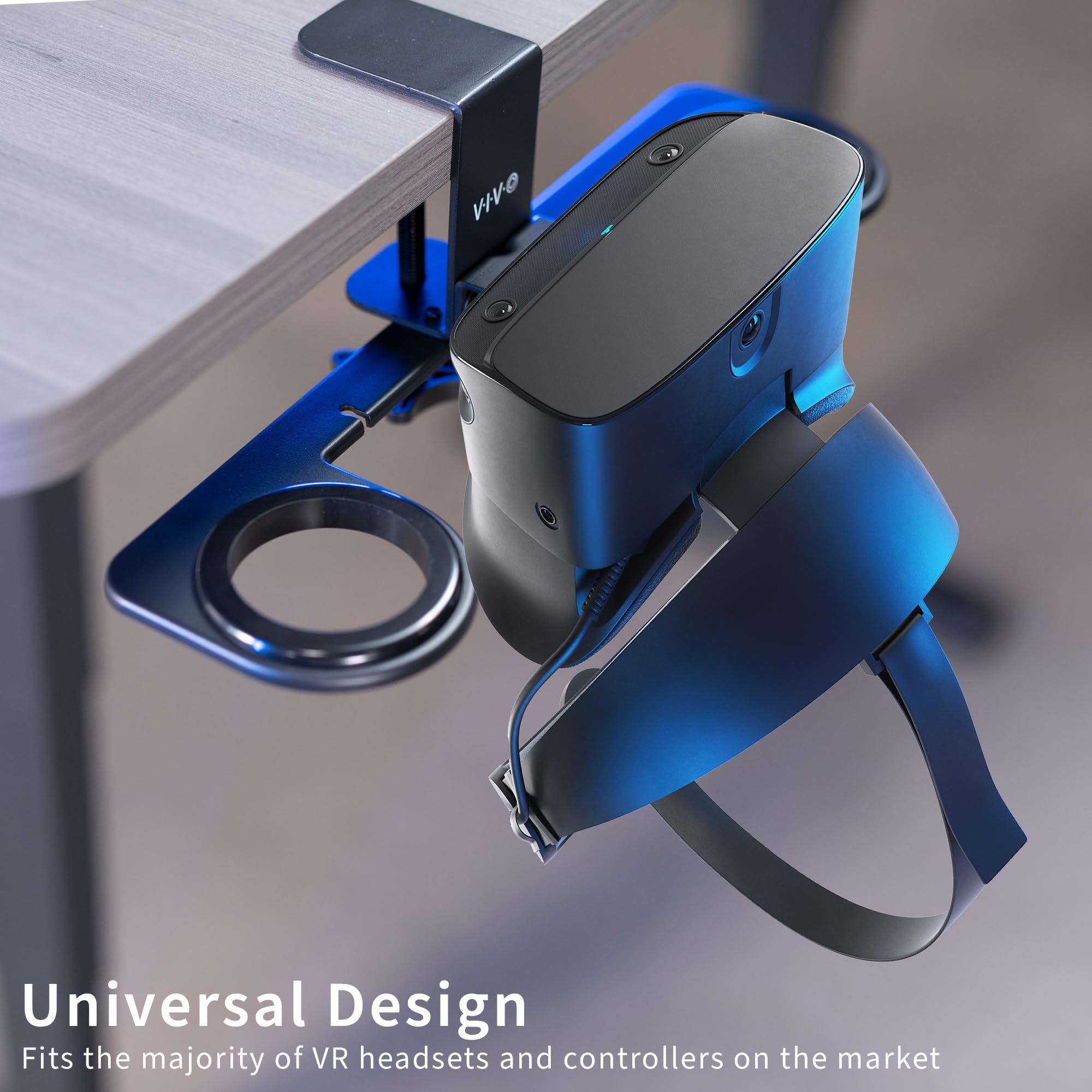 Premium VIVO Clamp-on VR Headset Stand for Desk - Universal Metal Display Holder for Virtual Reality Headsets & Controllers (Black, MOUNT-VR01) - Perfect for Gaming Setup, Office Organization & VR Accessories Storage