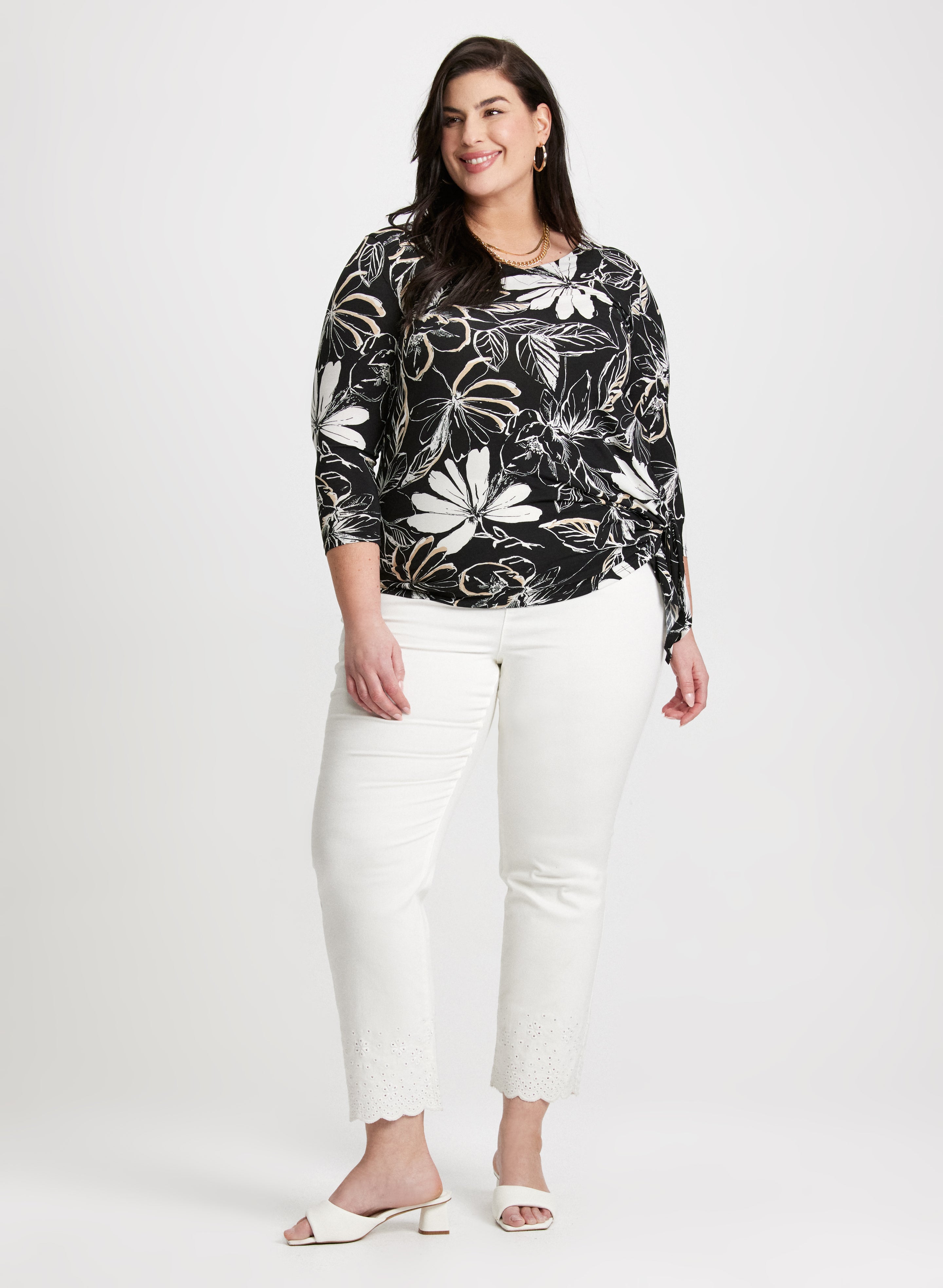 Floral Print Tie Hem Blouse for Women - Elegant Summer Tops for Casual Outings & Date Nights