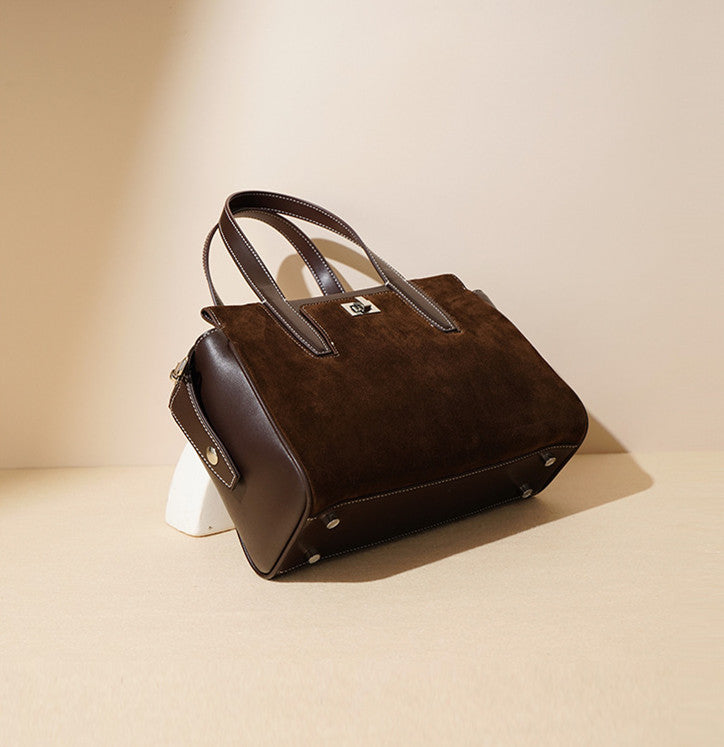 Premium Suede Leather Work Bag for Women & Men - Durable & Stylish Laptop Briefcase for Office, Business, Travel & Commuting