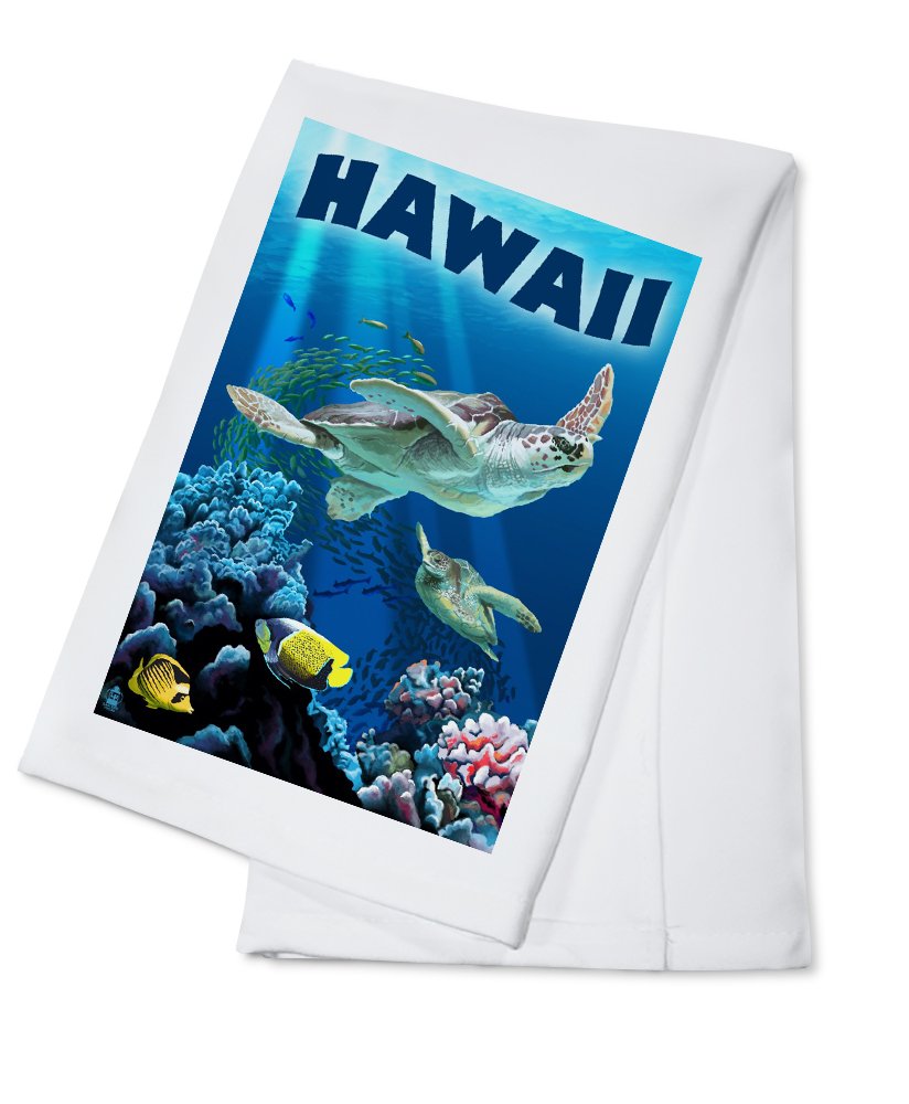 Hawaiian Sea Turtles Swimming 100% Cotton Tea Towel - Decorative Hand Towel for Kitchen, Bathroom & Home Decor - Perfect for Beach House, Coastal Decor & Tropical Themed Spaces