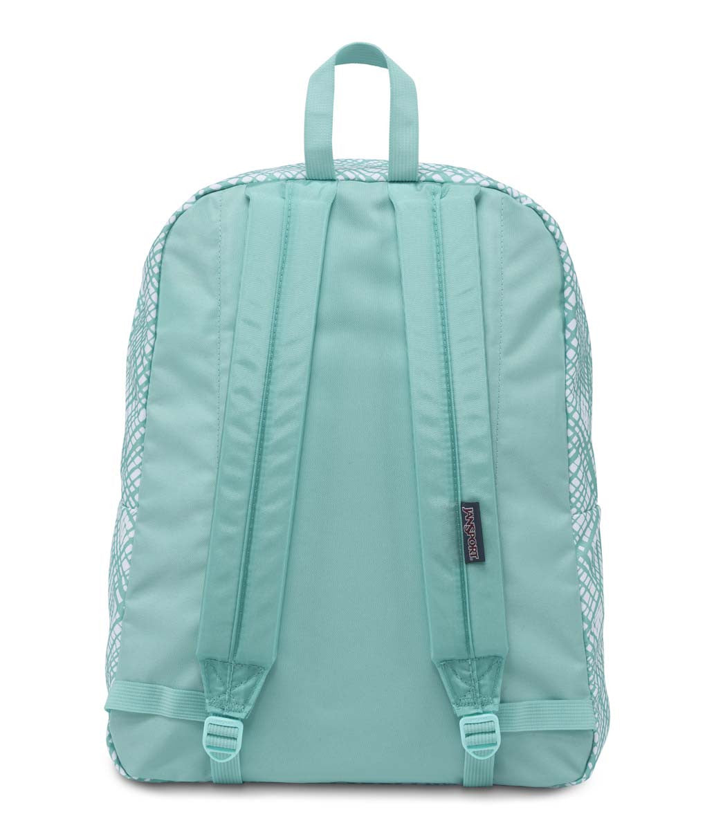 JanSport SuperBreak Backpack - Lightweight Laptop Backpack for School & Travel, Aqua Dash Jagged Plaid Design, Durable College Bookbag - Perfect for Students, Commuters & Outdoor Adventures