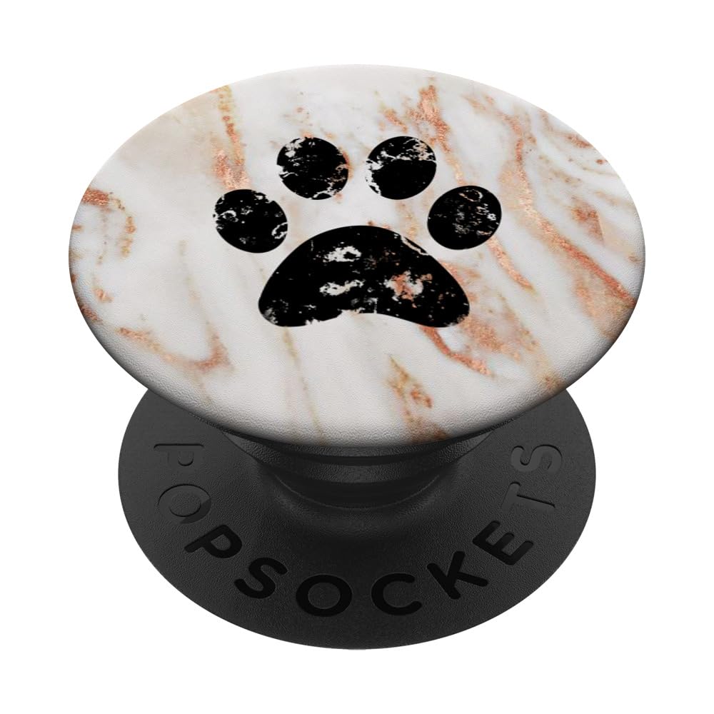 Black Dog Paw Print Rose White PopSockets Standard PopGrip - Phone Grip & Stand for Smartphones, Perfect for Pet Lovers & Everyday Use
