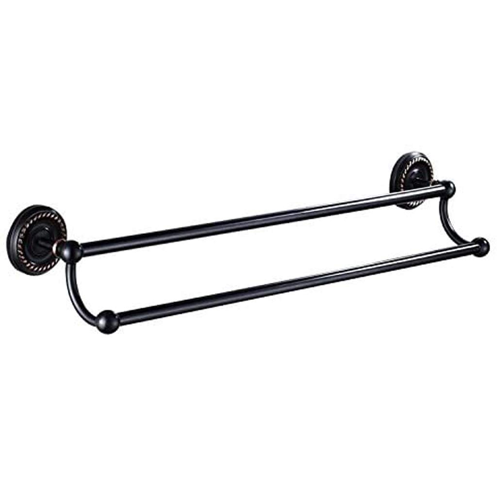 Black Bronze Double Rod Wall Mounted Towel Rack for Bathroom & Kitchen - Heavy Duty Copper Hanging Bar with Matte Finish - Perfect for Hand Towels, Robes & Decorative Storage