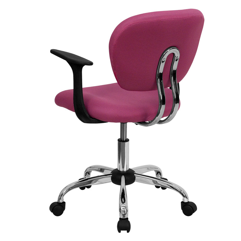 FLASH Beverly Mid Back Black Mesh Office Chair with Padded Seat, Swivel & Adjustable Height, Chrome Base & Arms - Ergonomic Desk Chair for Home & Office Workspace