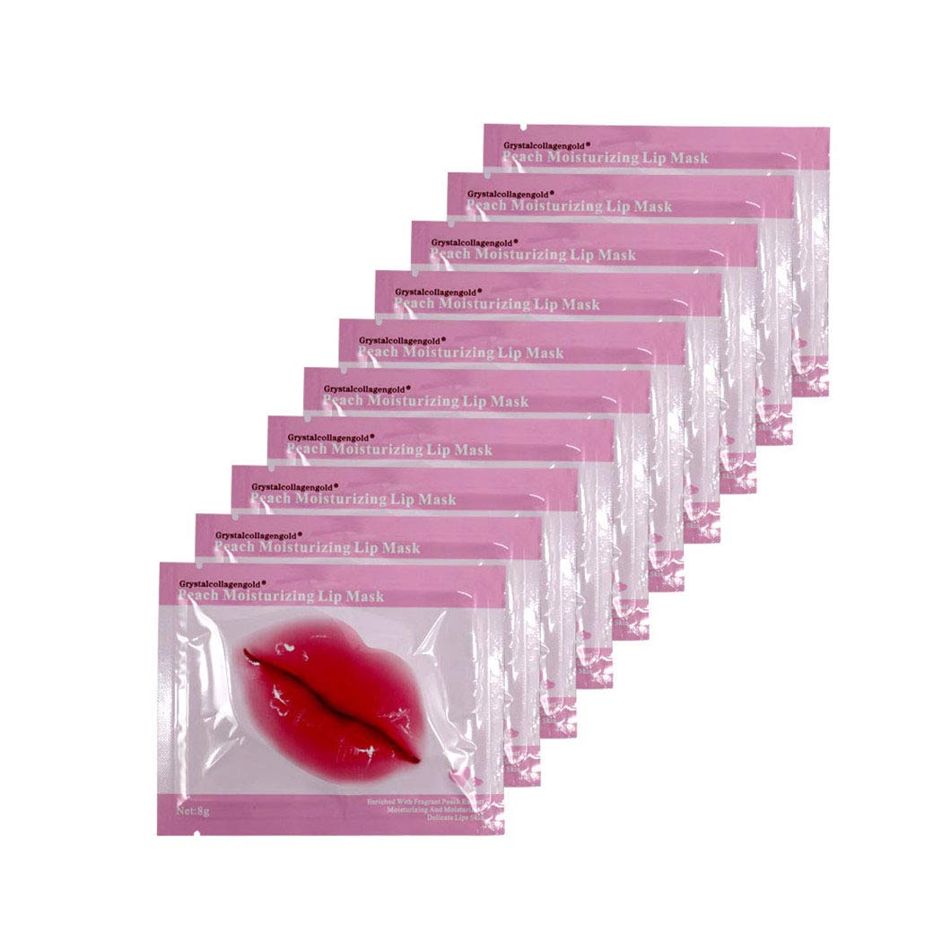 30 PCS Pink Crystal Collagen Hydrogel Lip Mask Set - Moisturizing & Hydrating Lip Plumper Gel Pads for Dry Lips | Peach Scented Lip Care Treatment for Soft, Attractive Lips | Perfect for Night Care, Makeup Prep & Winter Lip Protection