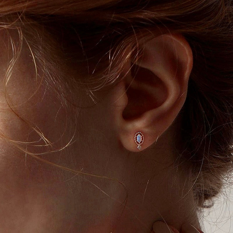 Tiny Opal Stud Earrings & Ring Set - Genuine Birthstone Jewelry for Women | Perfect Gift for Birthday, Anniversary & Special Occasions | HJZB 270