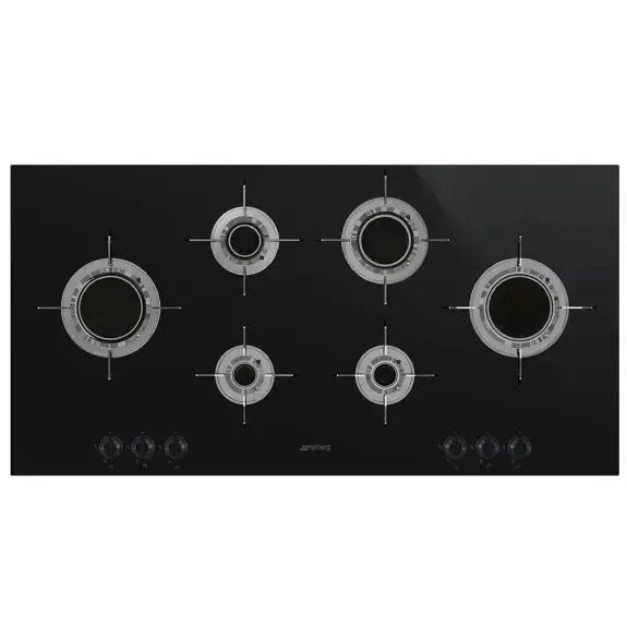 Smeg 100cm Dolce Stil Novo 5-Burner Gas Ceramic Cooktop in Black - Premium Kitchen Appliance for Modern Home Cooking & Entertaining