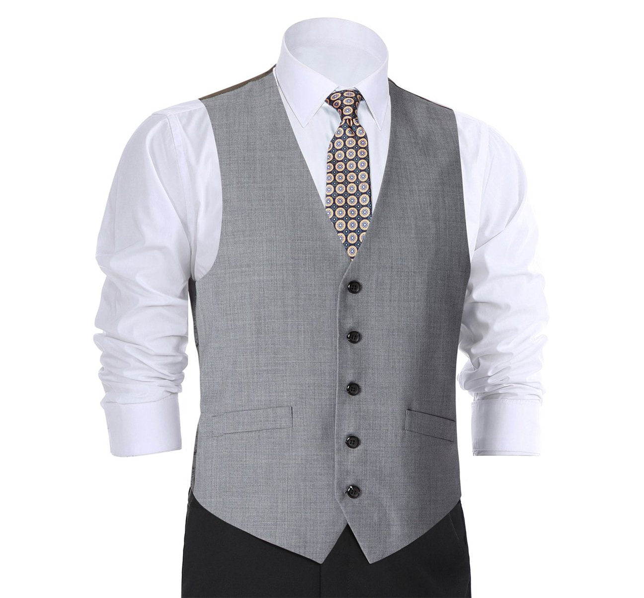Alessandro Vitello by Renoir Light Grey Wool Suit Vest - Regular Fit Waistcoat for Men | Perfect for Business Meetings, Weddings & Formal Events | Style 5085