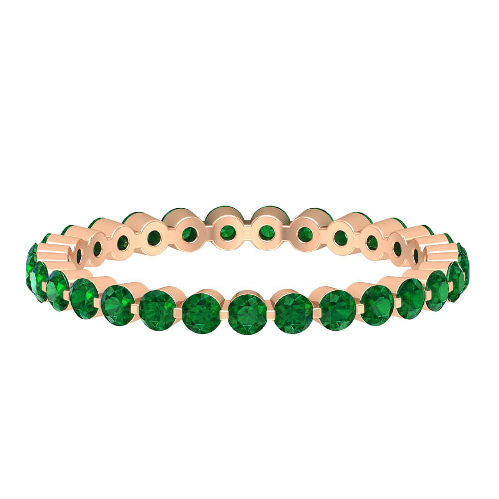 1 CT Natural Green Emerald Eternity Ring for Women - 14K Solid Gold Round Cut Flawless Gemstone Wedding Band, Anniversary Gift, Bridal Jewelry - Perfect for Engagement, Valentine's Day & Special Occasions