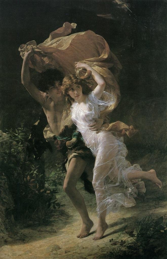 Pierre Auguste Cot The Storm Romantic Realism Art Print - Renoir Inspired Canvas Wall Decor, French Impressionist Poster, Large 36x54 Landscape Painting for Living Room & Office
