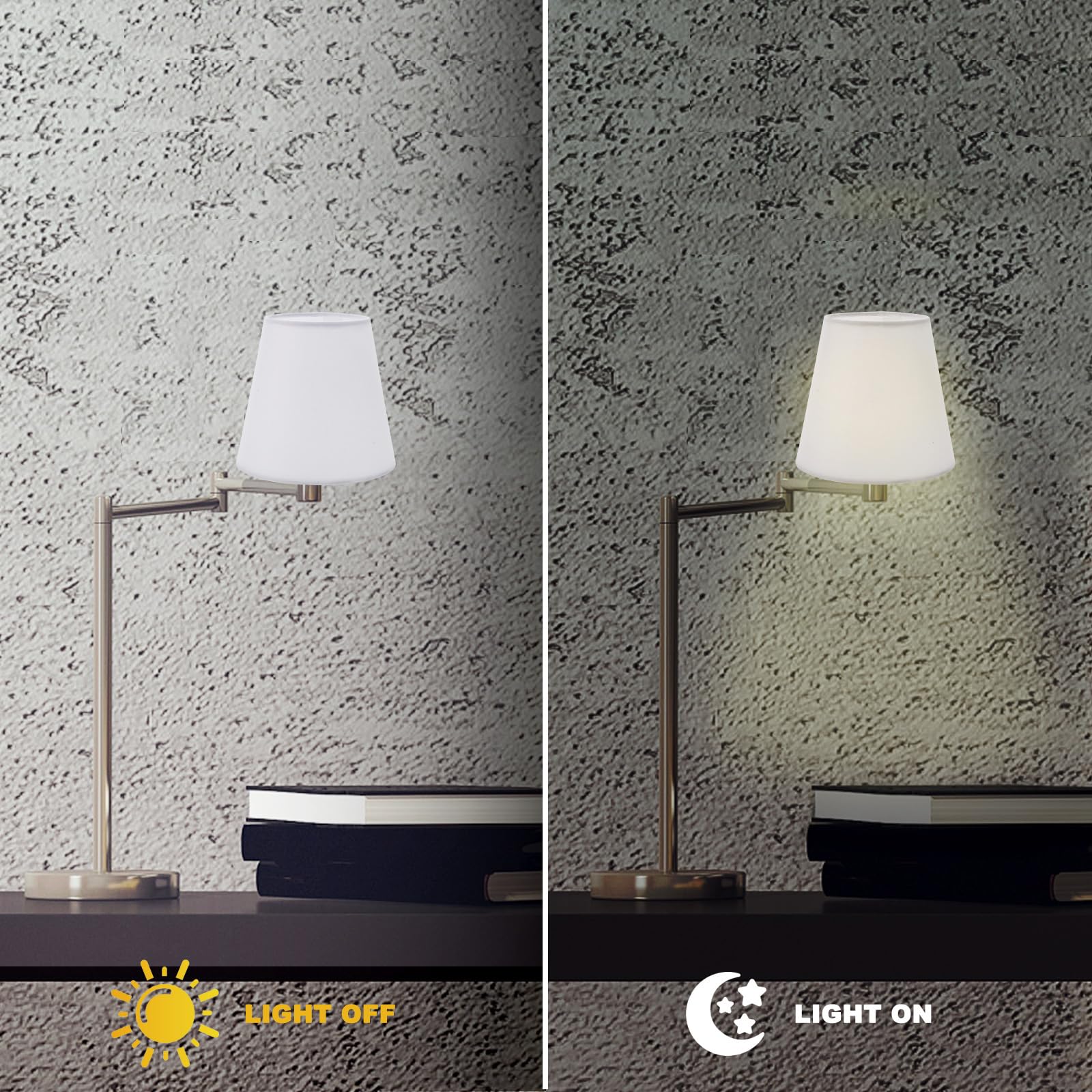 Clip On Lampshade - Adjustable Barrel Fabric Lamp Shade for Table Light Fixtures & Bulbs - Perfect for Bedside, Living Room, and Office Decor