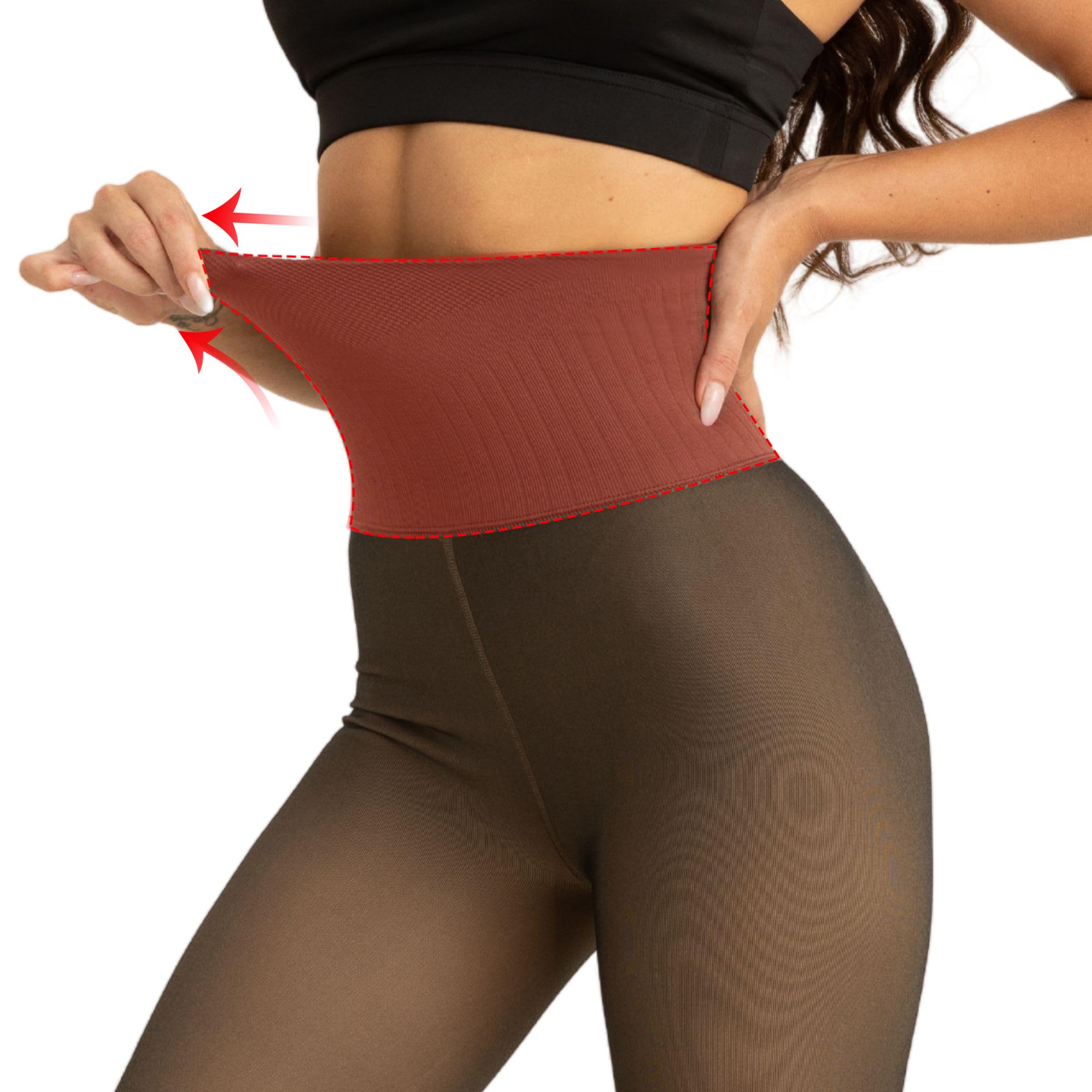 **Soxbang Women's Fleece Lined Thermal Tights - High Waist Opaque Leggings, Fake Translucent Warm Pantyhose for Winter, Yoga & Everyday Wear**