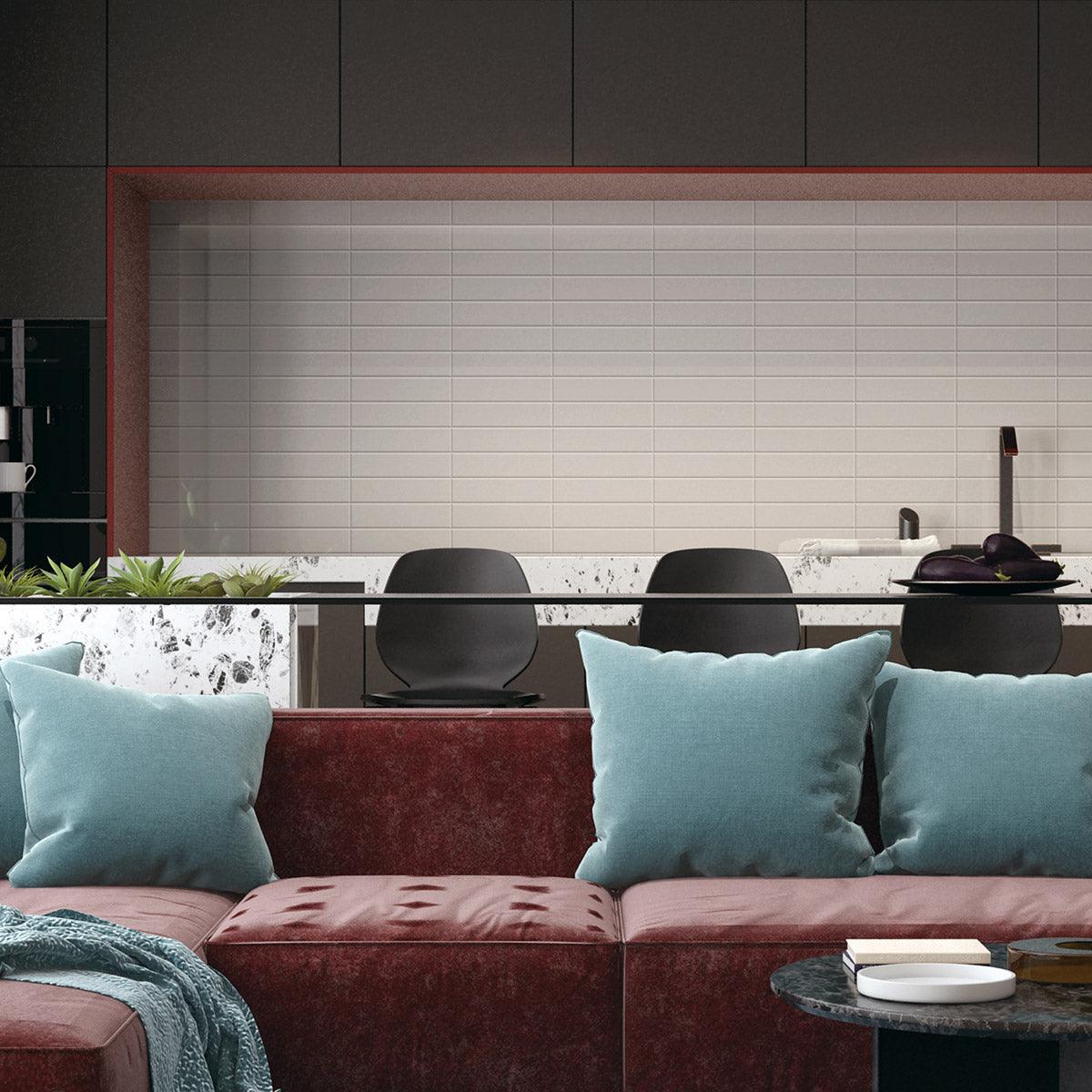 Premium Cascade Dark Grey 75x300mm Glossy Unrectified Subway Tile - Perfect for Kitchen Backsplash, Bathroom Walls & Modern Interior Design