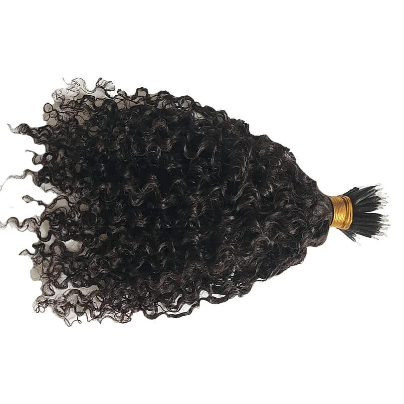 Malaysian Nano Ring Hair Extensions 100% Human Hair - Kinky Curly Nano Tip Beads for Women (12 Inch, 100 Strands, Black/Brown) | Natural Look Hair Extensions for Daily Wear, Parties & Special Occasions