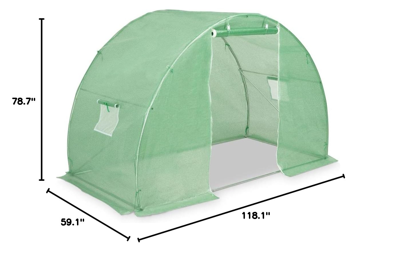 Walk-in Greenhouse Outdoor Gardening Tent with Zippered Door - 48.4 ft² Plant Growing Shelter for Seedlings, Flowers, Herbs & Vegetables (118.1