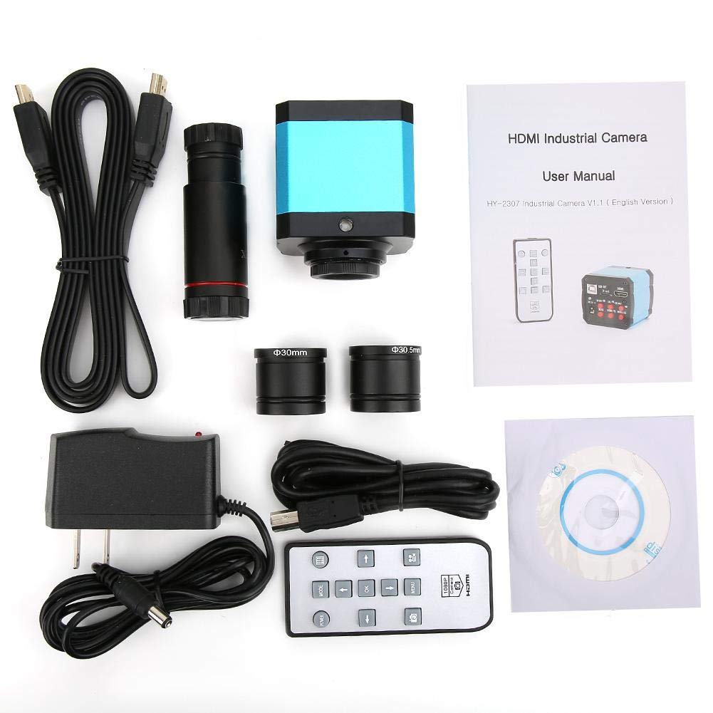 37MP 1080P 60FPS HDMI USB Digital Microscope Camera with C-Mount Adapter - High Resolution Industrial Inspection, Scientific Research & Education (100-240V) - Perfect for PCB Repair, Jewelry Appraisal & Biological Sample Observation