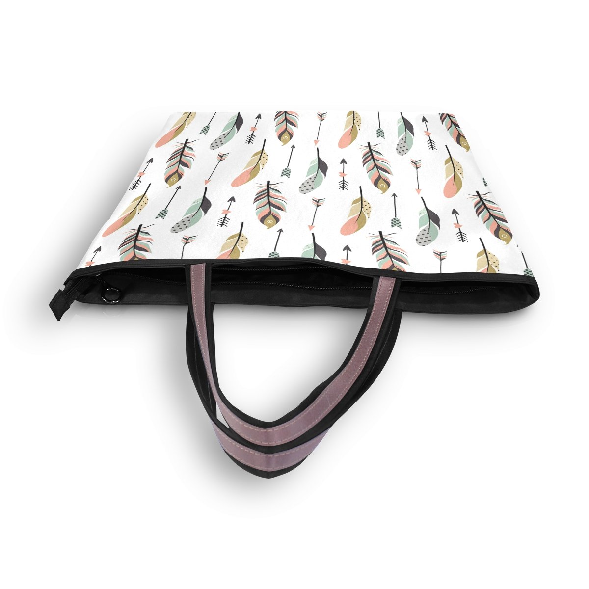 Large Beach Tote Bag for Women with Tribal Feather and Arrow Design - Top Handle & Shoulder Carry - Perfect for Pool, Travel, and Summer Outings