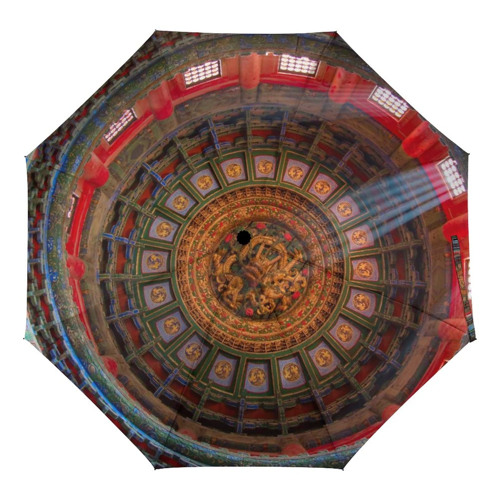 Forbidden City Palace Museum 8-Rib Windproof Compact Travel Umbrella - Auto Open/Close, Waterproof & Portable Folding Umbrella for Rain Protection - Perfect for Travel, Commuting, and Outdoor Adventures