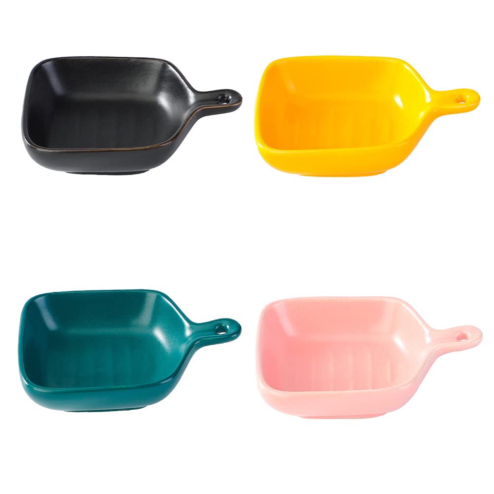 UPKOCH 4-Piece Sauce Bowls with Non-Slip Handle - Small Condiment Dishes for Soy Sauce, Dipping Sauces & Seasonings - Perfect for Sushi, Dumplings, Ramen & Asian Cuisine