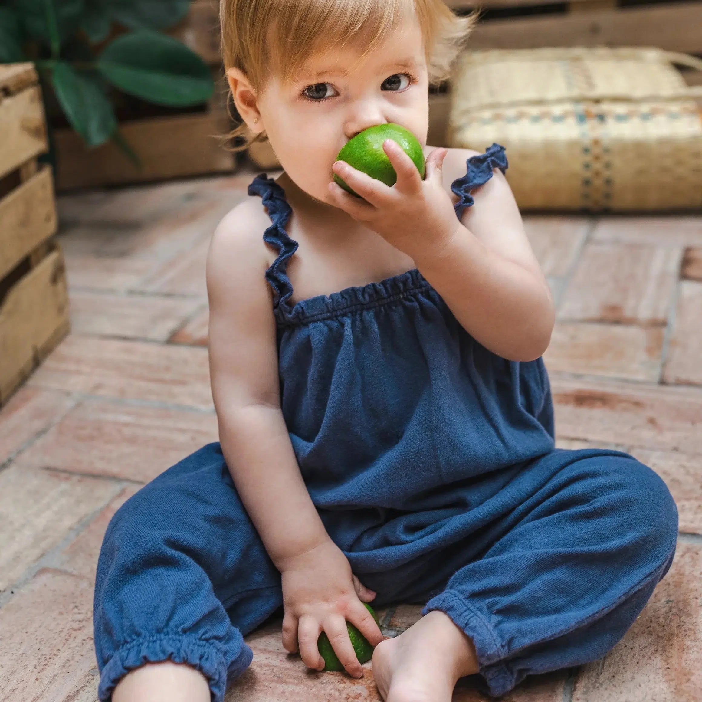 Bean's Barcelona Cotton Linen Romper Jumpsuit - Denim Blue | Casual Summer Outfit for Women, Beach Wear & Vacation Style