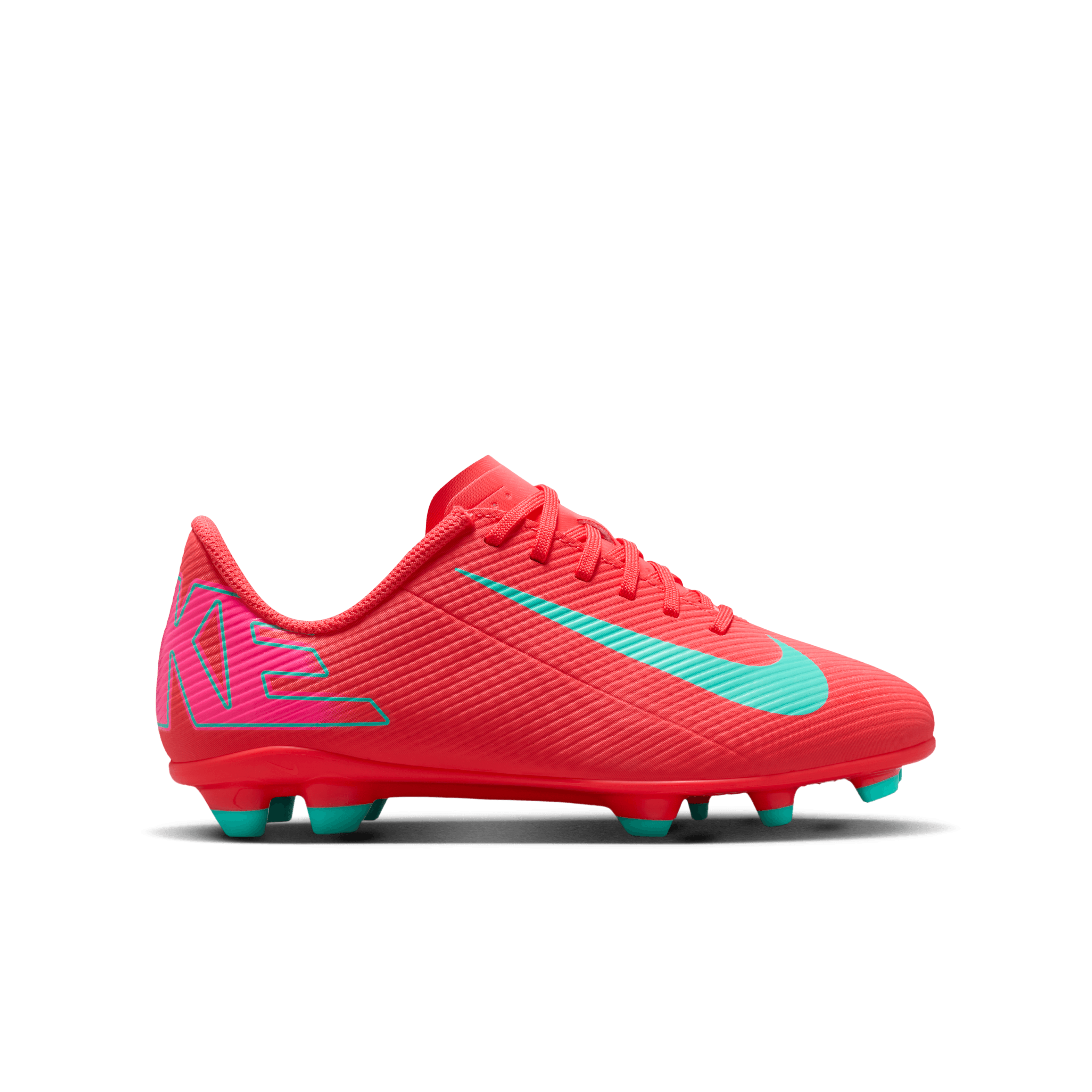 Nike Junior Mercurial Vapor 16 Club FG Soccer Cleats for Kids - Ember Glow/Aurora Green - Lightweight Football Shoes for Youth Players - Perfect for Turf Matches & Training Sessions
