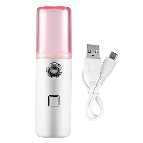 Portable 30ML Nano Facial Sprayer - USB Rechargeable Face Mist Atomizer for Eyelash Extensions & Skin Hydration | Cooling Facial Moisturizing Steamer | Transparent Red Beauty Device | Perfect for Travel, Salon, and Home Skincare Routine