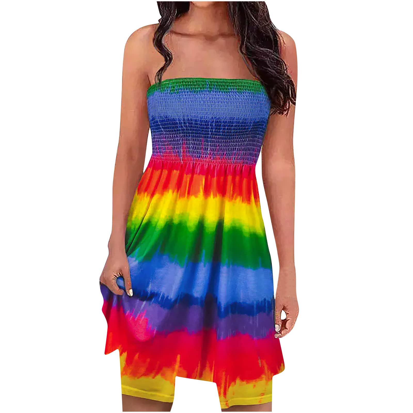Sexy Women's Tube Top Summer Dress - Sleeveless Strapless Boho Floral Sundress | Lightweight Mini Swing Dress with Trendy Floral Print | Perfect for Beach, Poolside, Vacation & Date Nights | Club Wear, Girls' Night Out & Summer Weddings | Comfortable Cover-Up for Travel & Outdoor Activities | Instagram & Resort Fashion | Versatile Day to Night Dress for Tropical Getaways | Ideal for Beach Parties, Pool Parties & Summer Festivals