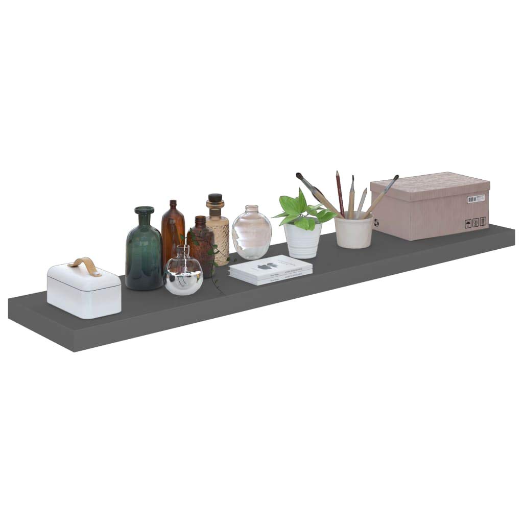 CHARMMA Floating Wall Shelf - High Gloss Gray Modern Shelving Unit 47.2