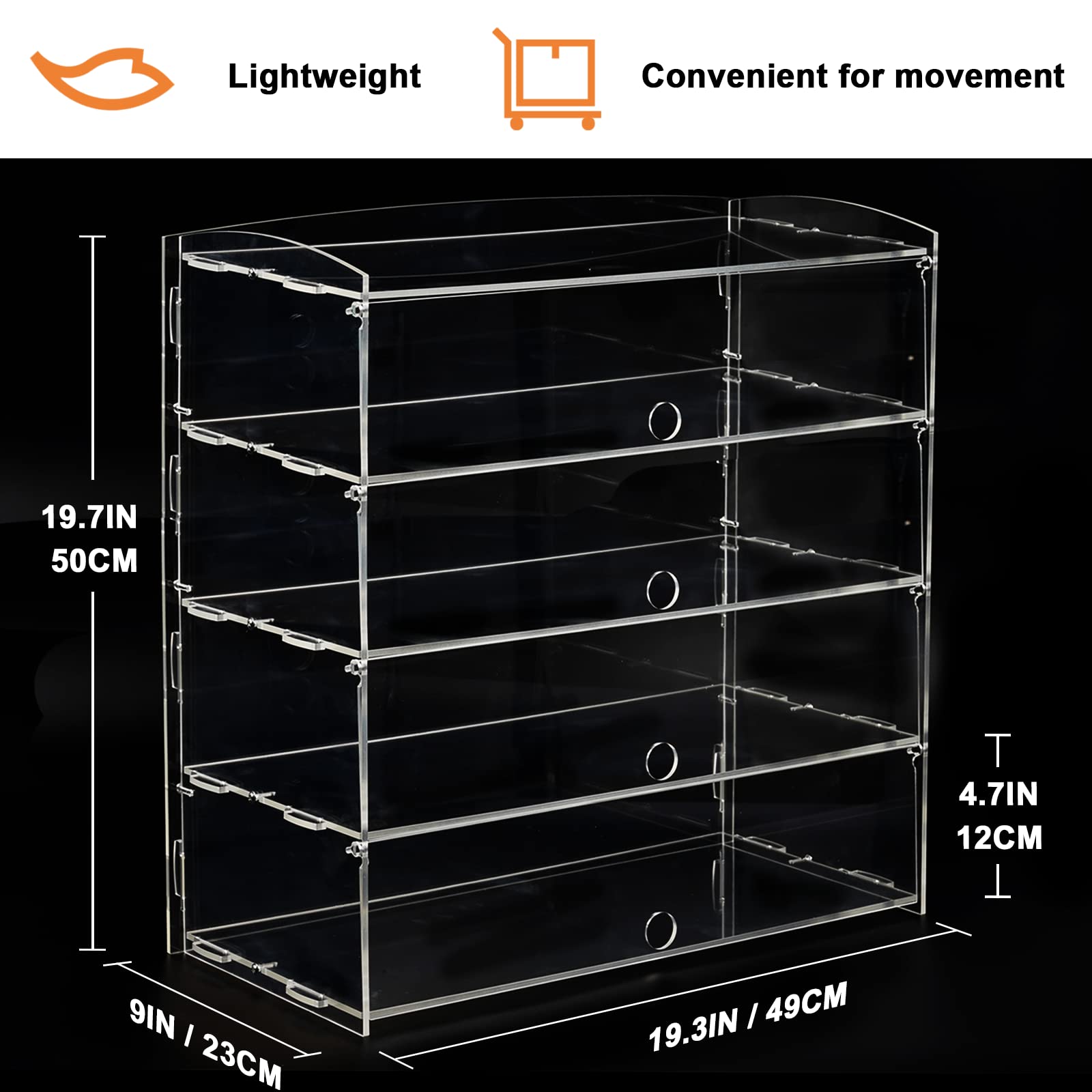 4-Tier Acrylic Display Case for Bakery Pastries, Donuts & Cookies - Countertop Dessert Showcase Cabinet - Perfect for Bakeries, Cafes & Retail Stores
