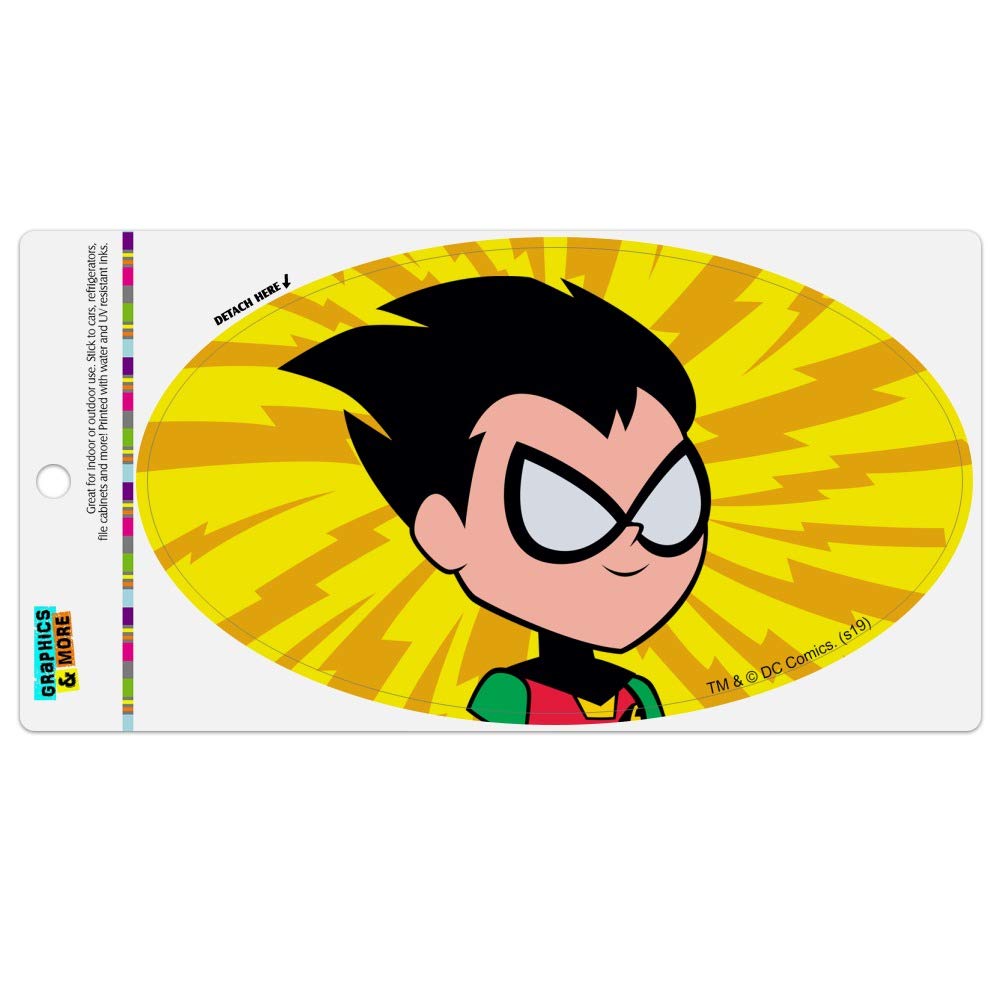 Teen Titans Go! Robin Car Fridge Magnet - Vinyl Euro Oval Decorative Sticker for Vehicles, Lockers & Home Use - Perfect for Fans & Collectors